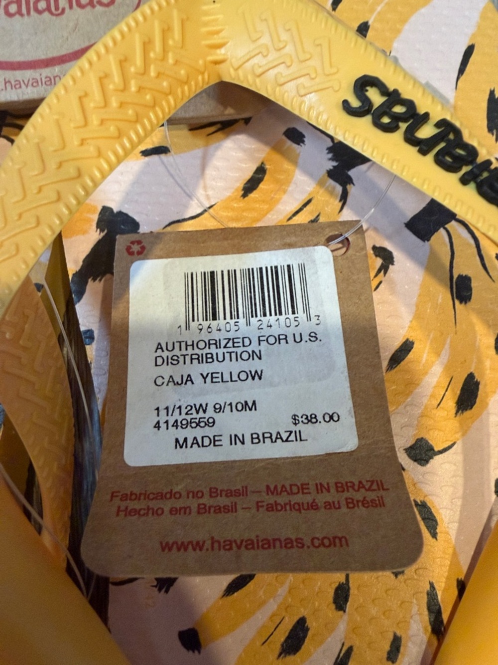 NEW! Havaianas x Farm Rio Banana 🍌 Flip Flops Size W 11/12 M 9/10 - Picture 4 of 6
